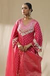 arpita sulakshana_Pink Chanderi Silk, Cotton, Silk, Kota Doria Embroidery, Zari Self Suit Set _Online_at_Aza_Fashions
