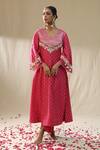 Buy_arpita sulakshana_Pink Chanderi Silk, Cotton, Silk, Kota Doria Embroidery, Zari Self Suit Set _Online_at_Aza_Fashions