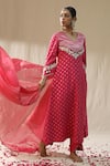 Shop_arpita sulakshana_Pink Chanderi Silk, Cotton, Silk, Kota Doria Embroidery, Zari Self Suit Set _Online_at_Aza_Fashions