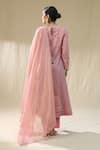 Shop_arpita sulakshana_Pink Chanderi Silk, Cotton, Silk, Kota Doria Embroidery Round Self Suit Set _at_Aza_Fashions