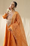 Shop_Arpita Sulakshana_Orange Chanderi Silk, Cotton, Silk, Kota Doria Zari, Designer Suit Set _Online_at_Aza_Fashions