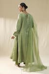 Shop_arpita sulakshana_Green Chanderi Silk, Cotton, Silk, Kota Doria Embroidery Round Pista Suit Set _at_Aza_Fashions