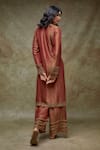Shop_FATIZ_Maroon Tissue, Georgette Embroidery, Sequins Designer Kurta Palazzo Dupatta Set _at_Aza_Fashions