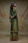 Shop_FATIZ_Green Tissue, Georgette Embroidery Round Neck Bottle Kurta Set _at_Aza_Fashions