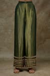FATIZ_Green Tissue, Georgette Embroidery Round Neck Bottle Kurta Set _Online_at_Aza_Fashions