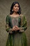 Buy_FATIZ_Green Tissue, Georgette Embroidery Round Neck Bottle Kurta Set _Online_at_Aza_Fashions