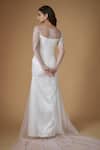 Shop_FATIZ_White Tulle Embroidery Square Neck Designer Gown With Veil _at_Aza_Fashions