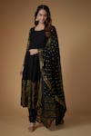 Buy_FATIZ_Black Georgette, Lycra Embroidery Round Neck Anarkali Set _Online_at_Aza_Fashions
