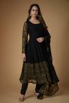 Buy_FATIZ_Black Georgette, Lycra Embroidery Round Neck Anarkali Set _at_Aza_Fashions