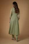 Shop_FATIZ_Green Georgette, Lycra Sequins Round Neck Sage Anarkali Set _at_Aza_Fashions