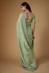 Shop_FATIZ_Mint Tissue, Georgette Embroidery Round Neck Green Saree Set _at_Aza_Fashions