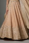Shop_FATIZ_Gold Tissue, Georgette, Silk Sequins, Embroidery Round Champagne Lehenga Set _Online_at_Aza_Fashions