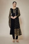 Buy_FATIZ_Black Georgette, Lycra Embroidery Round Neck Designer Anarkali Set _Online_at_Aza_Fashions