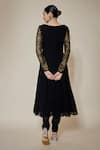 Shop_FATIZ_Black Georgette, Lycra Embroidery Round Neck Designer Anarkali Set _at_Aza_Fashions