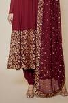 Shop_FATIZ_Maroon Georgette, Lycra Sequins, Embroidery Round Neck Designer Anarkali Set _Online_at_Aza_Fashions