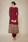 Shop_FATIZ_Maroon Georgette, Lycra Sequins, Embroidery Round Neck Designer Anarkali Set _at_Aza_Fashions