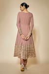 Shop_FATIZ_Pink Georgette, Lycra Sequins, Embroidery Designer Dusty Rose Anarkali Set _at_Aza_Fashions