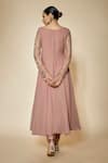Shop_FATIZ_Pink Georgette, Lycra Beads, Embroidery Round Designer Dusty Rose Anarkali Set _at_Aza_Fashions