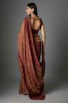 Shop_FATIZ_Maroon Tissue, Georgette, Silk Sequins, Embroidery, Beads Designer Saree Set _at_Aza_Fashions