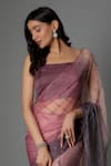 FATIZ_Purple Organza Sequins Round Neck Crystal Designer Saree Set _Online_at_Aza_Fashions