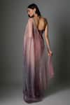 Shop_FATIZ_Purple Organza Sequins Round Neck Crystal Designer Saree Set _at_Aza_Fashions