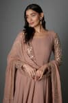 FATIZ_Pink Georgette, Lycra Sequins, Embroidery Square Nude Designer Anarkali Set _Online_at_Aza_Fashions