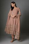 Buy_FATIZ_Pink Georgette, Lycra Sequins, Embroidery Square Nude Designer Anarkali Set _at_Aza_Fashions