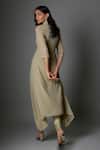 Shop_FATIZ_Sapphire Georgette, Lycra Beads High Neck Sage Green Kurta Set _at_Aza_Fashions