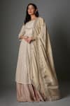 Buy_FATIZ_Cream Georgette, Tissue, Silk Sequins, Embroidery, Designer Anarkali Lehenga Set _at_Aza_Fashions