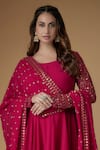 Buy_FATIZ_Red Georgette, Lycra Embroidery, Sequins Designer Reddish Rani Anarkali Set _Online_at_Aza_Fashions