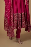 Shop_FATIZ_Red Georgette, Lycra Embroidery, Sequins Designer Reddish Rani Anarkali Set _Online_at_Aza_Fashions