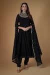 Buy_FATIZ_Black Georgette, Lycra Beads, Sequins High Neck Anarkali Set _at_Aza_Fashions