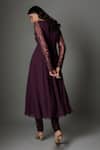 Shop_FATIZ_Wine Georgette, Lycra Embroidery Round Neck Anarkali Set With Dupatta _at_Aza_Fashions