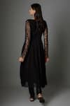 Shop_FATIZ_Black Georgette, Lycra Embroidery Round Neck Anarkali Set _at_Aza_Fashions