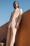 Shop_Amaare_Beige Cotton, Silk Embroidery Mandala Kurta Set _at_Aza_Fashions