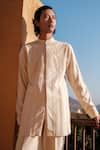 Buy_Amaare_Beige Cotton, Silk Embroidery Mandala Kurta Set _Online_at_Aza_Fashions