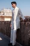 Buy_Amaare_Ivory Cotton Embroidery Cuban Link Achkan Set _at_Aza_Fashions