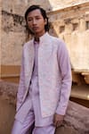 Shop_Amaare_Purple Cotton, Silk Embroidery Psy Garden Nehru Jacket Set _at_Aza_Fashions