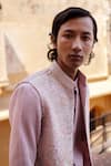 Buy_Amaare_Purple Cotton, Silk Embroidery Psy Garden Nehru Jacket Set _Online_at_Aza_Fashions