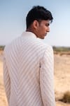 Shop_Amaare_Ivory Silk Embroidery Cable Link Sherwani Set _at_Aza_Fashions