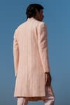 Shop_Amaare_Peach Silk Embroidery Cuban Link Sherwani Set _at_Aza_Fashions