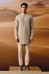 Buy_Amaare_Gray Chanderi Embroidery Vanya Designer Kurta Set _at_Aza_Fashions