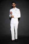 Buy_Courtyard By Abhi_White Lycra Embroidery Japanese Bandhgala Set _at_Aza_Fashions