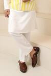 Courtyard by abhi_Yellow Lycra Handcrafted Nehru Jacket And Kurta Set _Online_at_Aza_Fashions