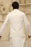 Shop_Courtyard By Abhi_Ivory Lycra Embroidery Handcrafted Nehru Jacket And Kurta Set _at_Aza_Fashions