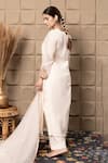 Shop_LABEL FLAMINGO BY VRINDA_Ivory Cotton, Silk Zari, Sequins Scoop Neck Zardozi Embroidered Kurta Set _at_Aza_Fashions