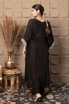 Shop_LABEL FLAMINGO BY VRINDA_Black Cotton, Silk Zari, Sequins V-neck Zardozi Embroidered Kaftan Set _at_Aza_Fashions