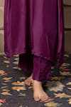 LABEL FLAMINGO BY VRINDA_Purple Cotton, Silk Zari, Pearls, Sequins V-neck Zardozi Embroidered Kaftan Set _Online_at_Aza_Fashions