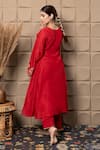 Shop_LABEL FLAMINGO BY VRINDA_Maroon Cotton, Silk Metallic Thread, Sequins Round Zardozi Embroidered Kurta Set _at_Aza_Fashions