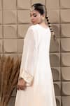 LABEL FLAMINGO BY VRINDA_Ivory Cotton, Silk Zari Round Neck Zardozi Embroidered Kurta Pant Set _Online_at_Aza_Fashions